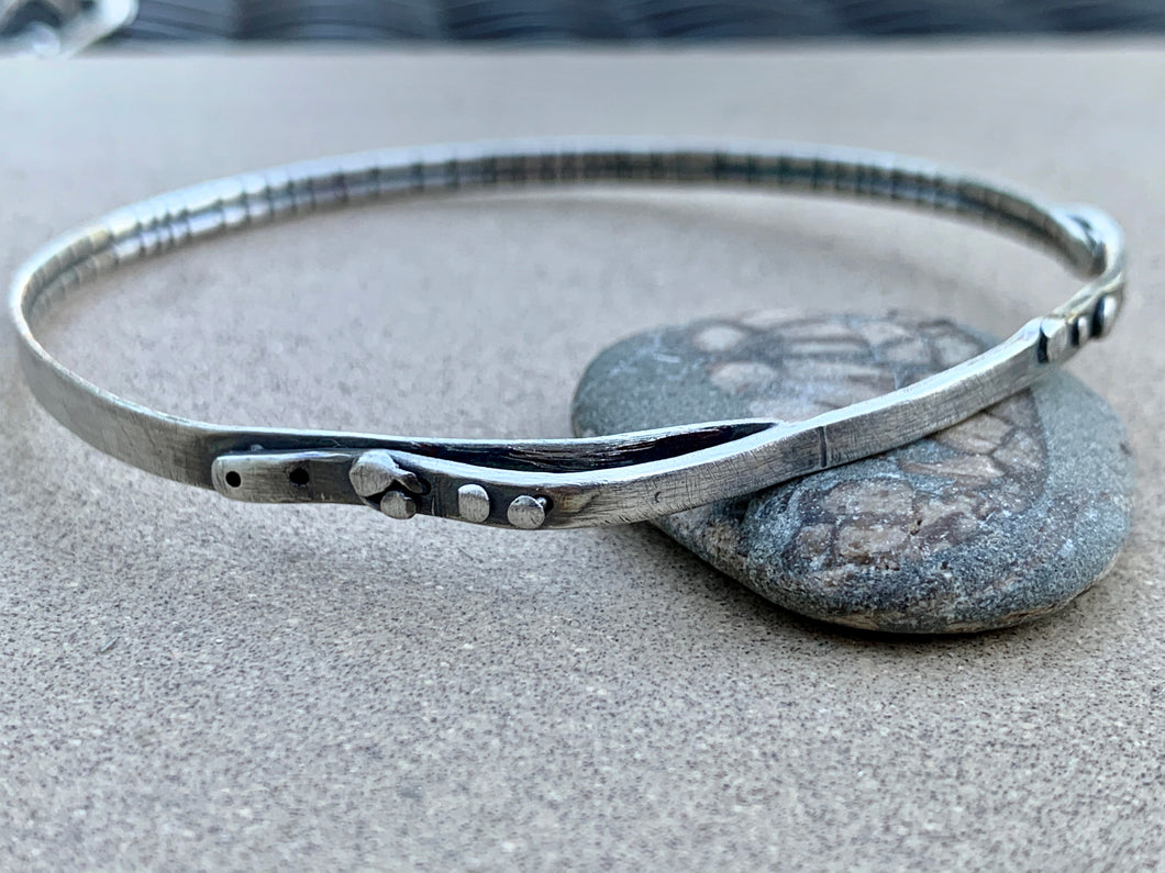 Custom Sterling Silver Stamped with Dots Bangle