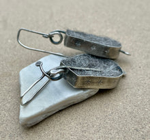 Load image into Gallery viewer, Sterling Silver Grey Felted Alpaca Shadow Box Earrings
