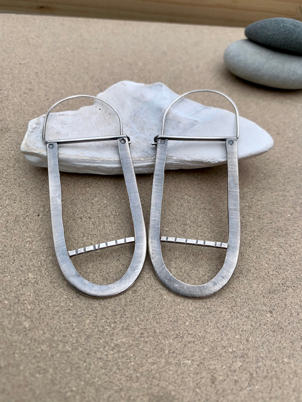 Sterling Silver Repurposed Long Oval Reversible Earrings