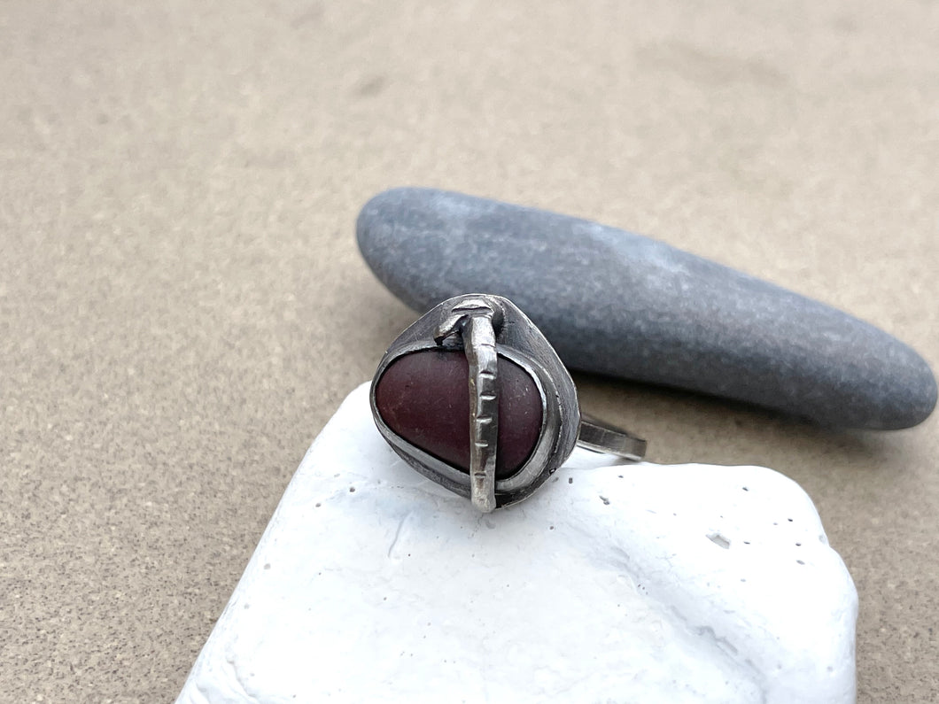 Sterling Silver with Merlot Colored Found Rock Ring